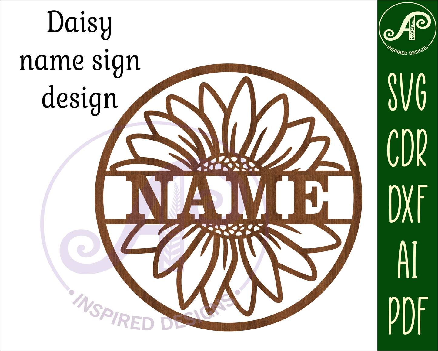 Real daisy name wall sign. SVG / DXF / AI / PDF / CDR