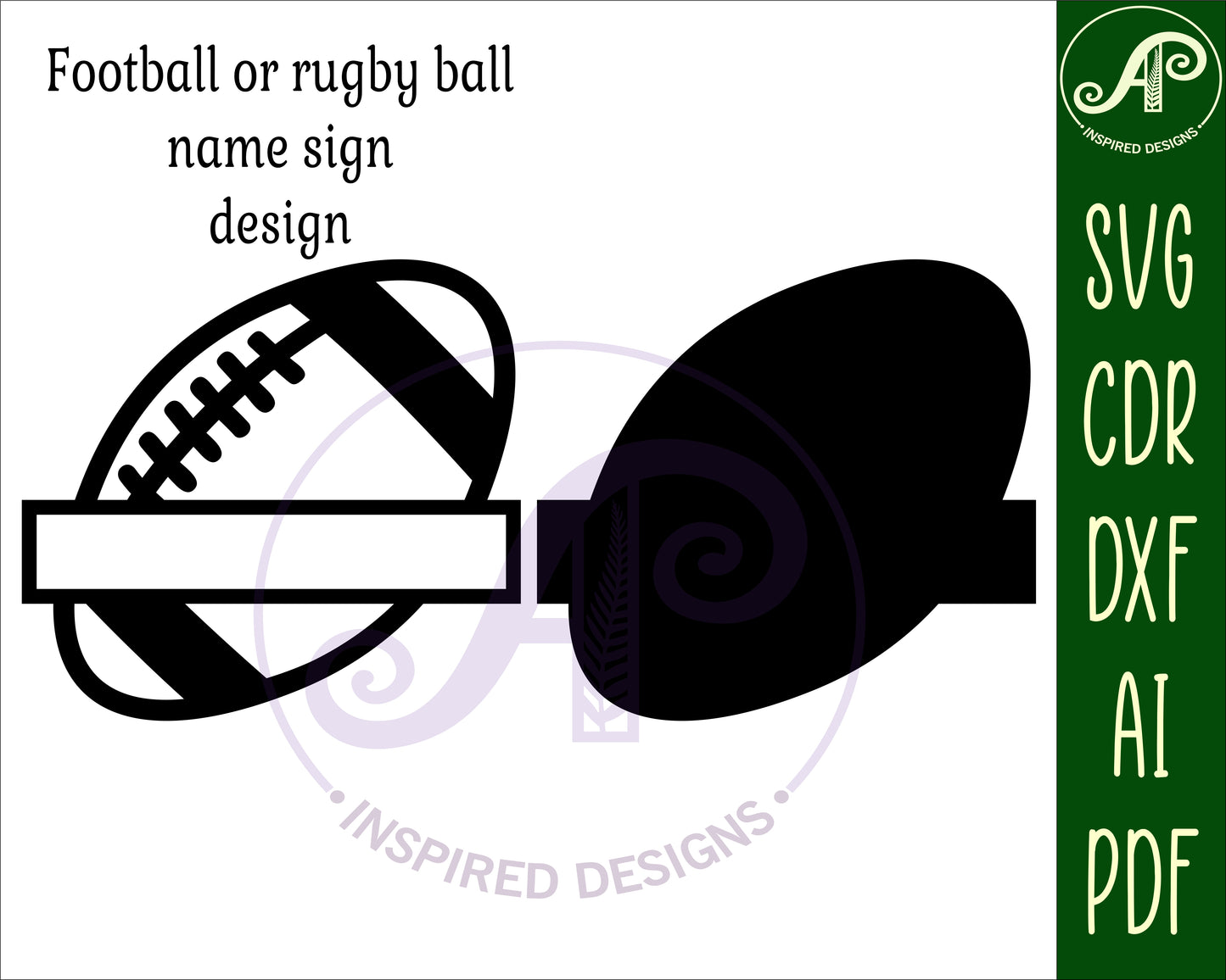 Football / Rugby Ball shape name sign SVG / DXF / AI / PDF / CDR