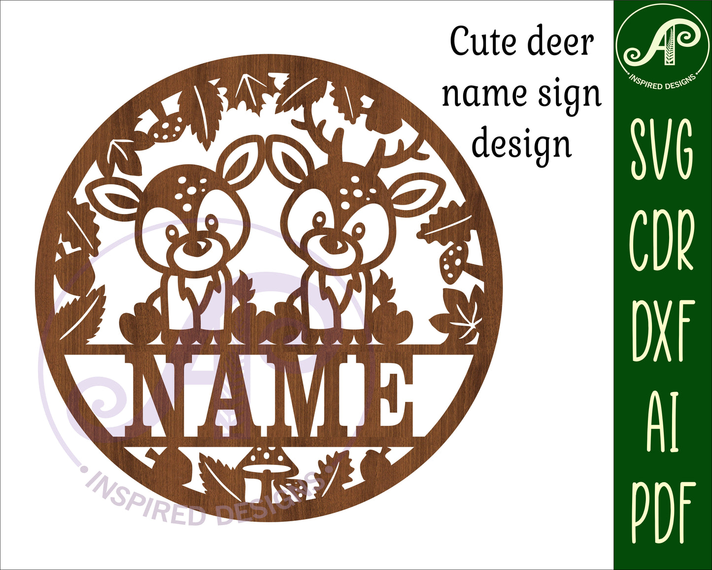 Cute Deer name wall sign. SVG / DXF / AI / PDF / CDR