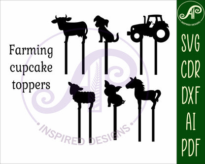 Farm cupcake topper designs SVG / DXF / AI / PDF / CDR