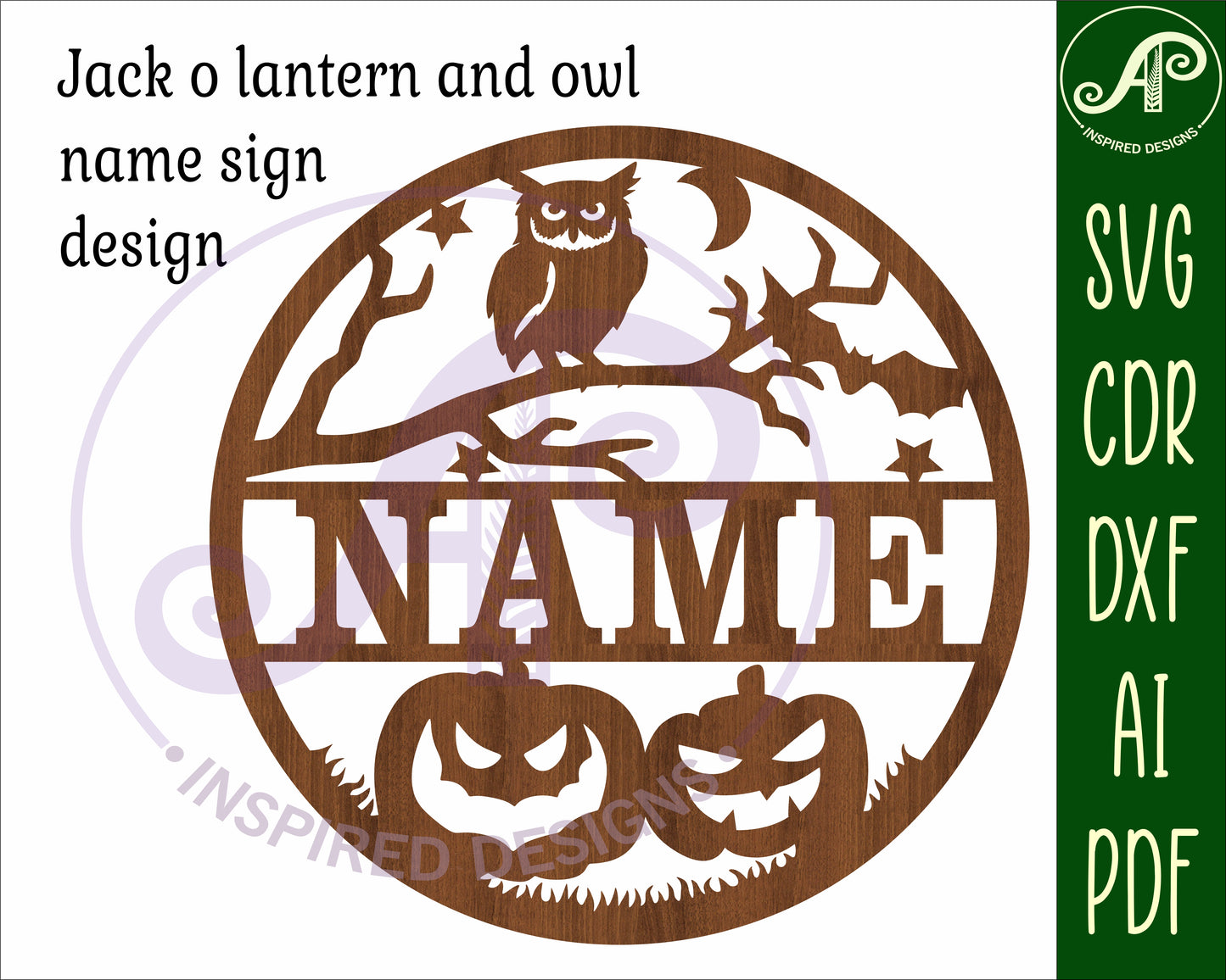 Jack O lantern halloween name wall sign. SVG / DXF / AI / PDF / CDR