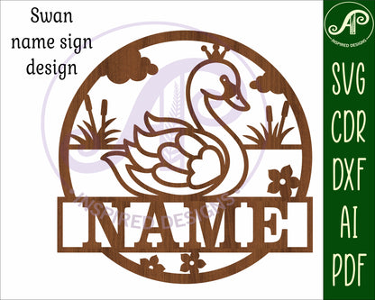 Swan name wall sign. SVG / DXF / AI / PDF / CDR