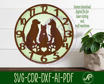 Cat and Dogs clock template design