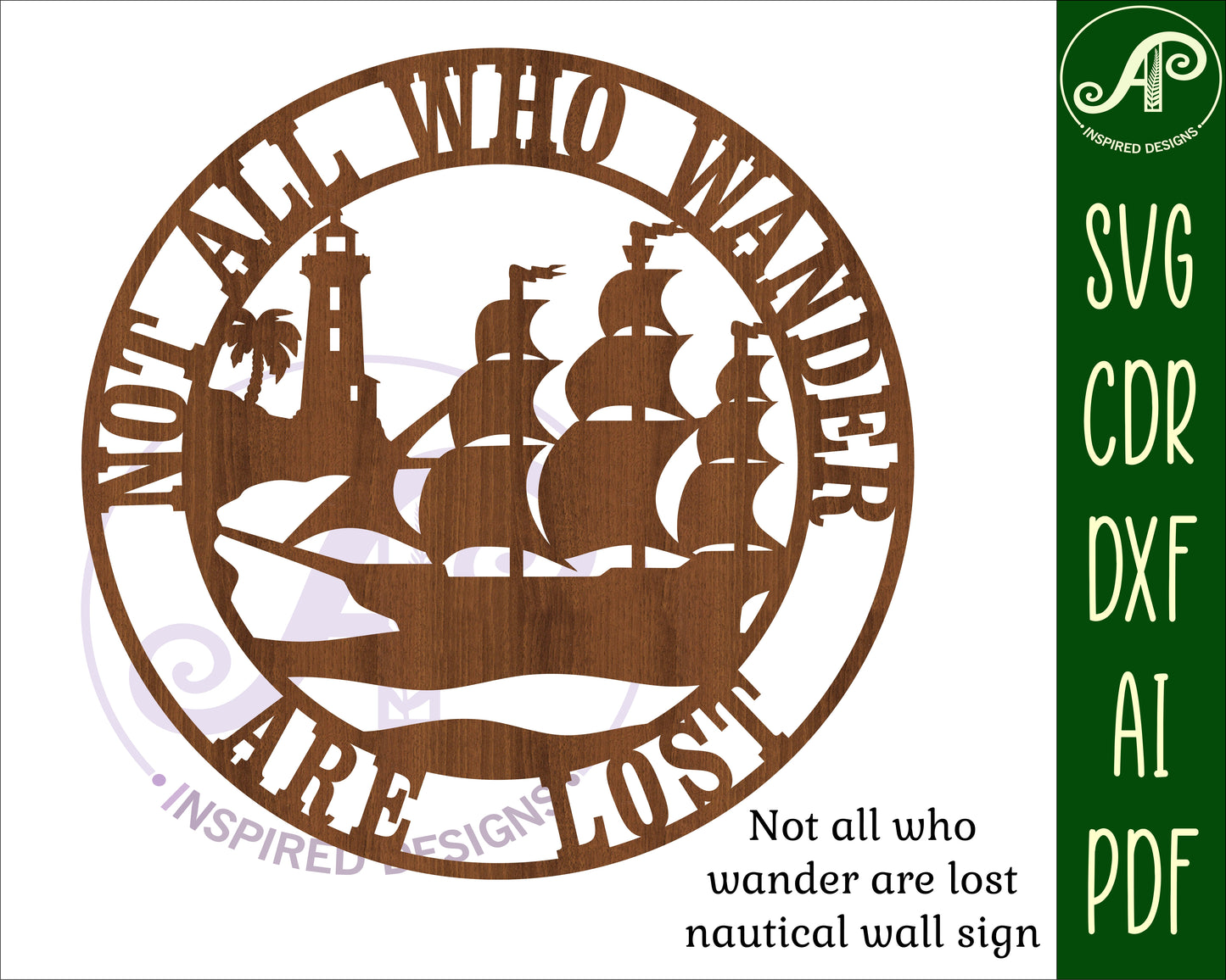 Not all who wander nautical wall sign design SVG / DXF / AI / PDF / CDR