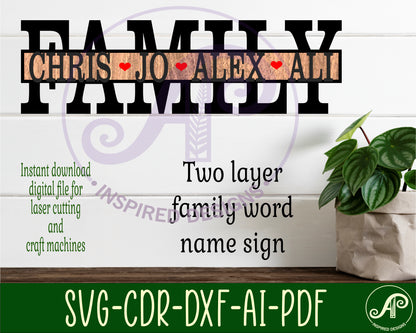 Family word shape name sign SVG / DXF / AI / PDF / CDR design 2