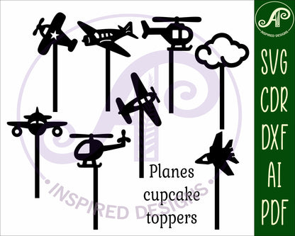 Plane cupcake topper design SVG / DXF / AI / PDF / CDR