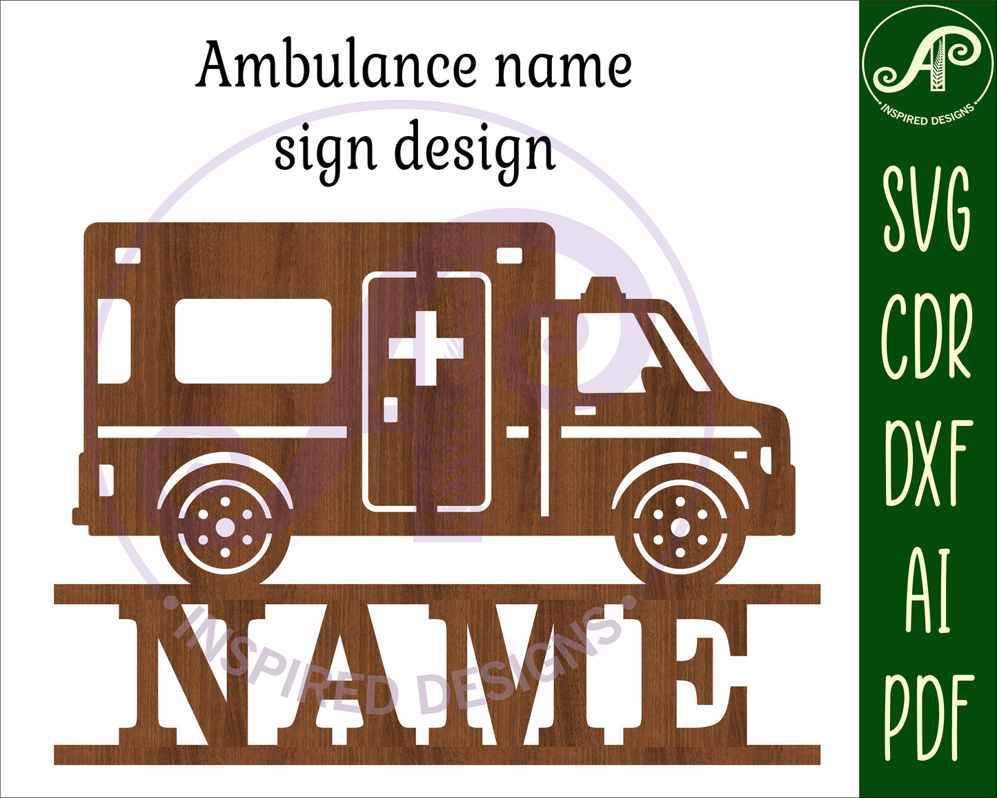 Ambulance design shape name sign SVG / DXF / AI / PDF / CDR