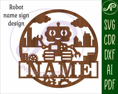 Robot name wall sign. SVG / DXF / AI / PDF / CDR