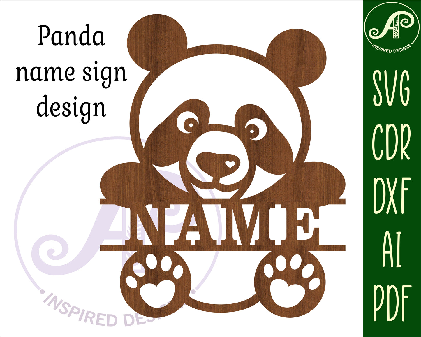 Panda shape name sign SVG / DXF / AI / PDF / CDR