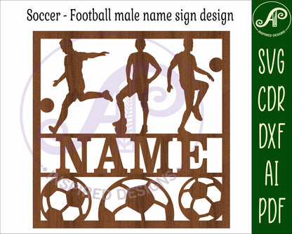 Soccer - football male name wall sign. SVG / DXF / AI / PDF / CDR