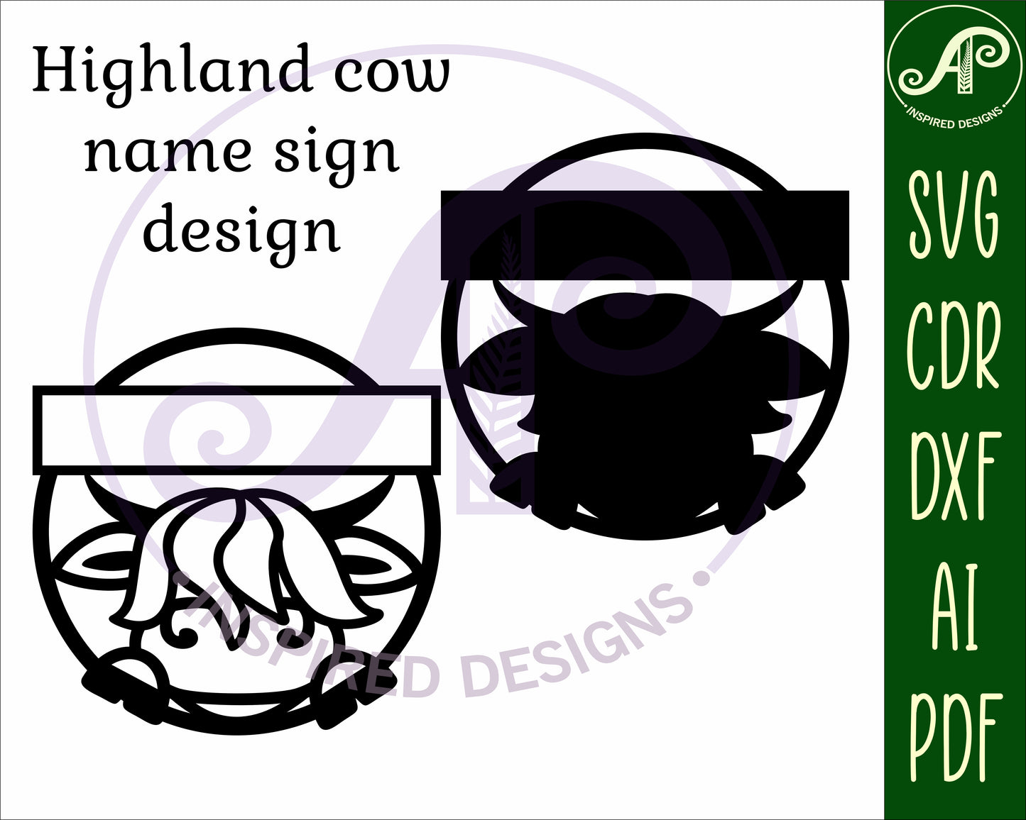 Cute Highland cow single name wall sign. SVG / DXF / AI / PDF / CDR