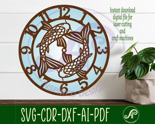 Koi Fish wall clock template designs