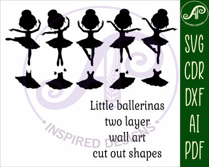 Little ballerinas designs, 5 silhouette shapes