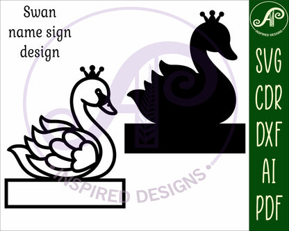 Swan design shape name sign SVG / DXF / AI / PDF / CDR