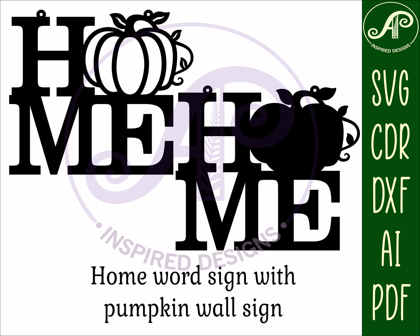 Home word with pumpkin wall sign design SVG / DXF / AI / PDF / CDR