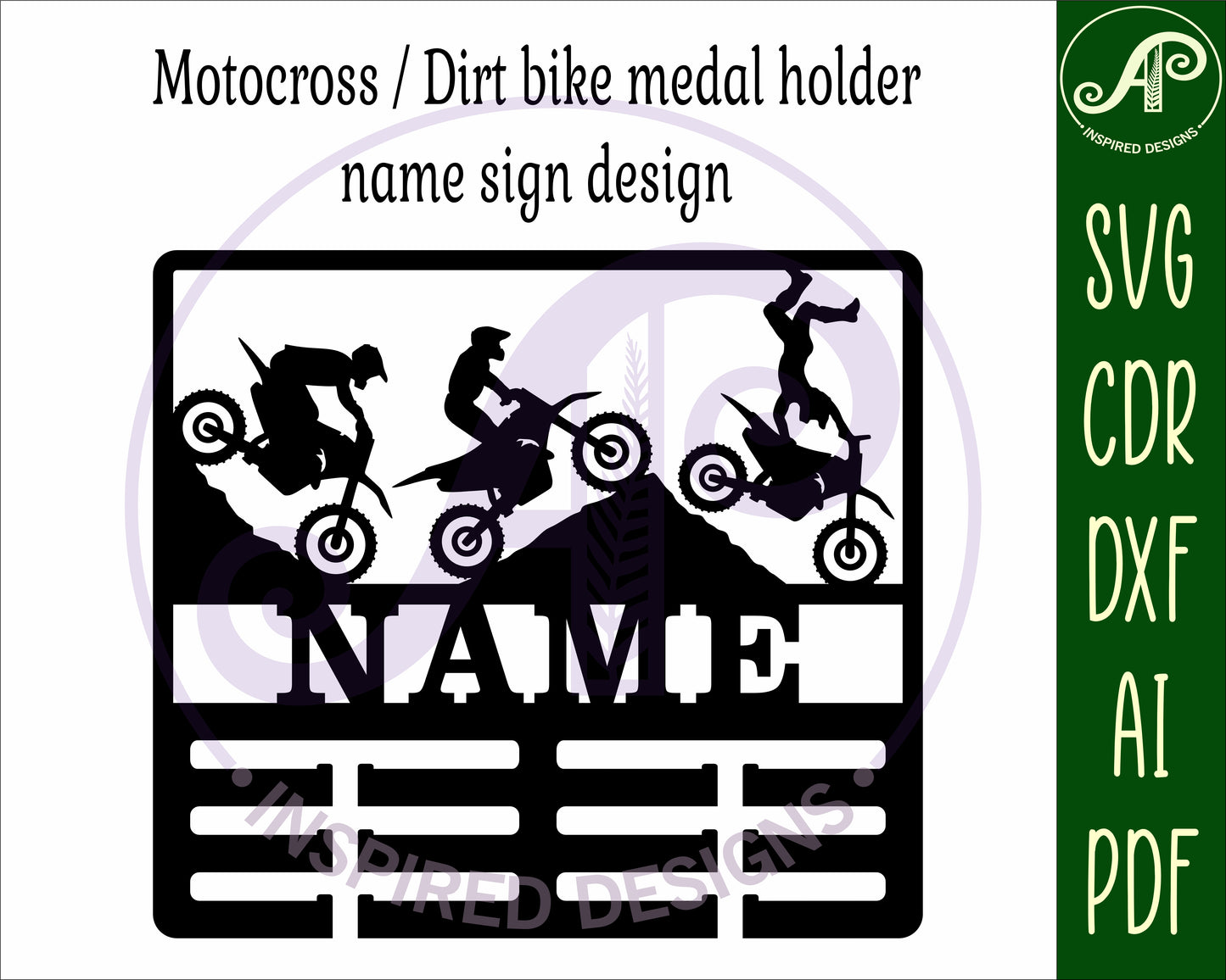 Motocross, dirt bike medal holder sign. SVG / DXF / AI / PDF / CDR