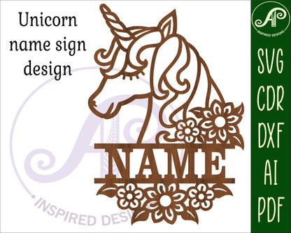 Unicorn head shape name sign SVG / DXF / AI / PDF / CDR