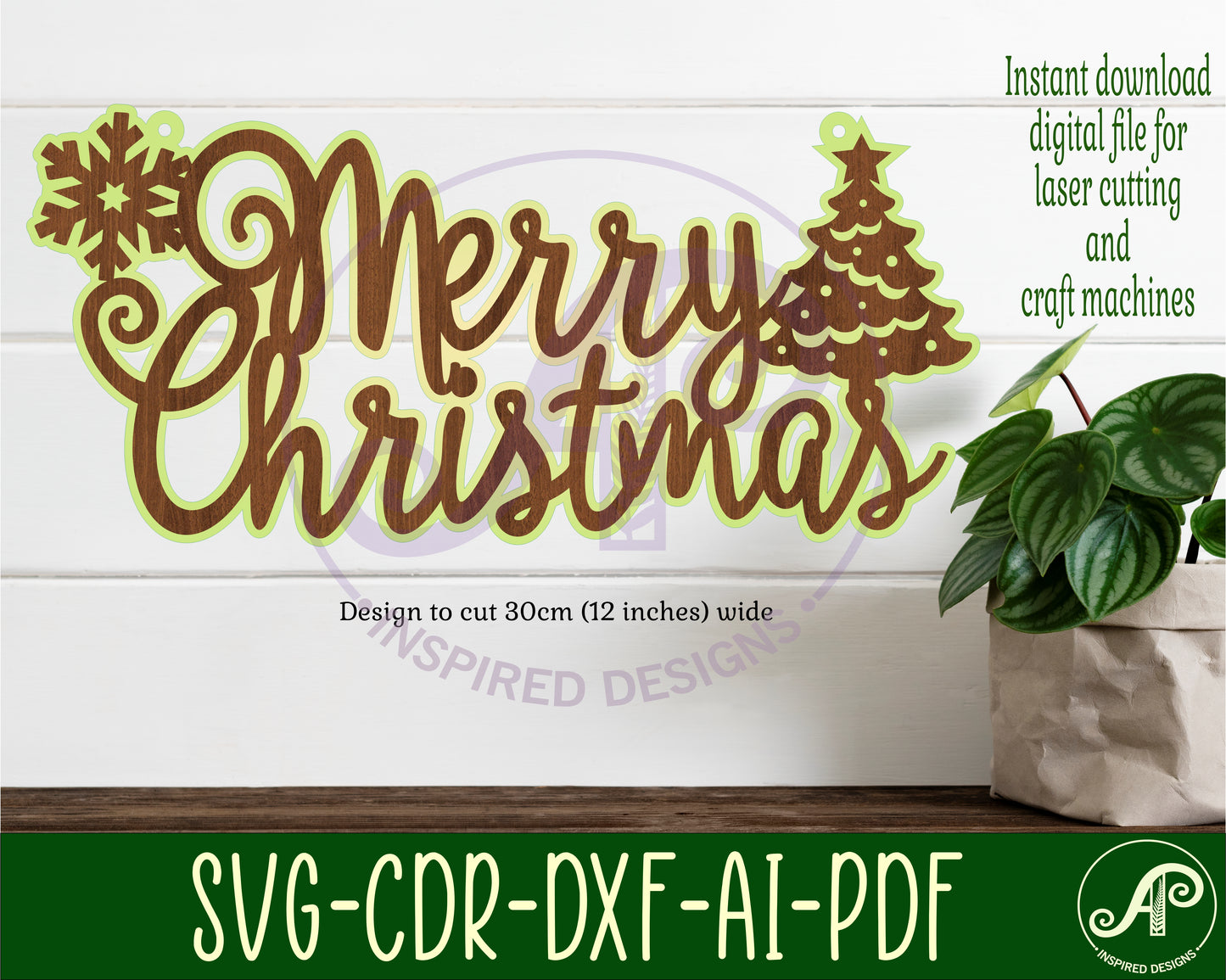 Merry Christmas wall sign design SVG / DXF / AI / PDF / CDR