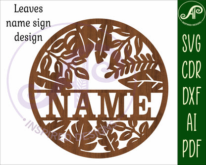 Leaf/ leaves name wall sign. SVG / DXF / AI / PDF / CDR