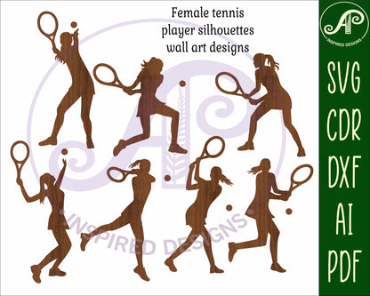 Tennis female players designs, 7 silhouette shapes