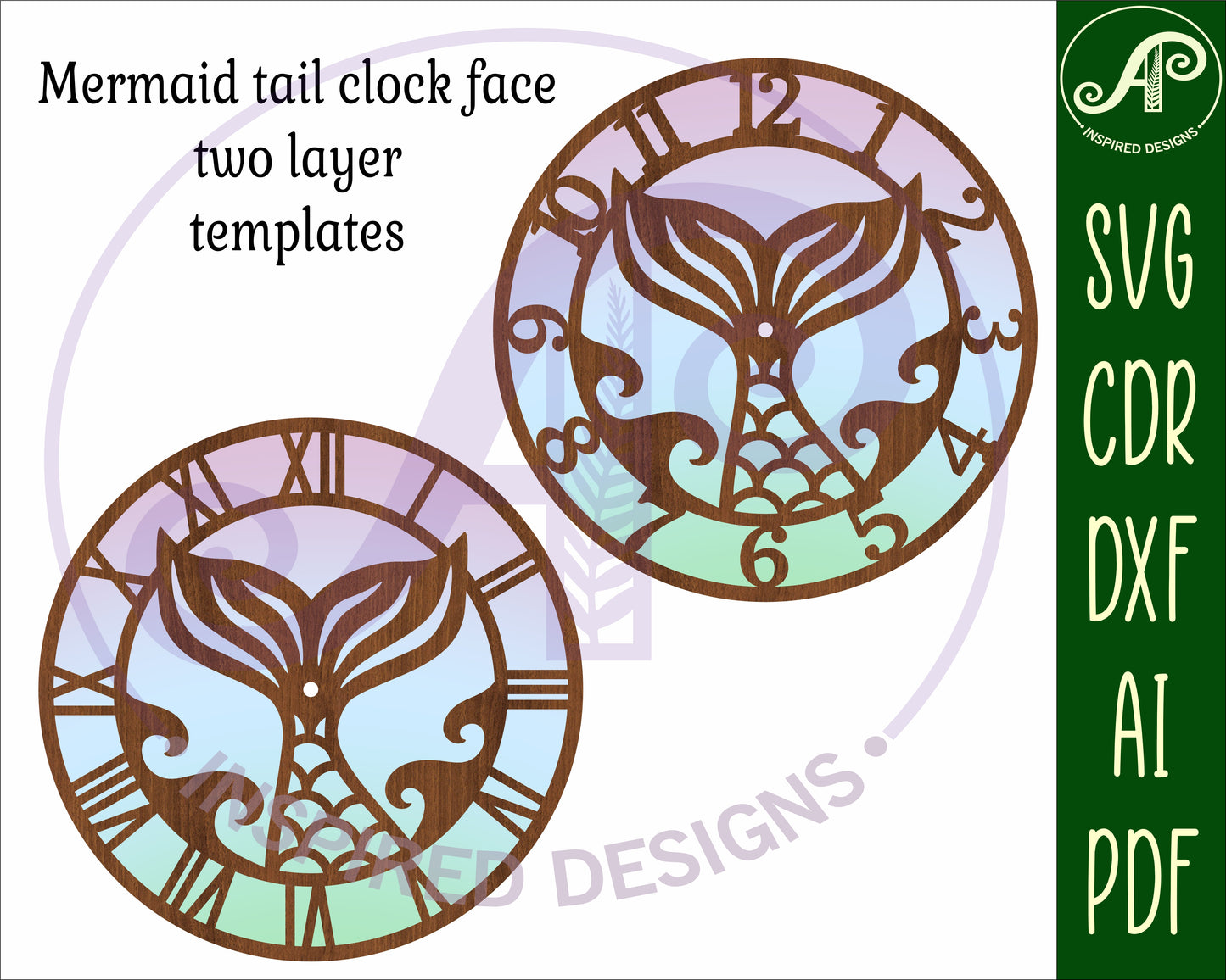 Mermaid tail clock template design