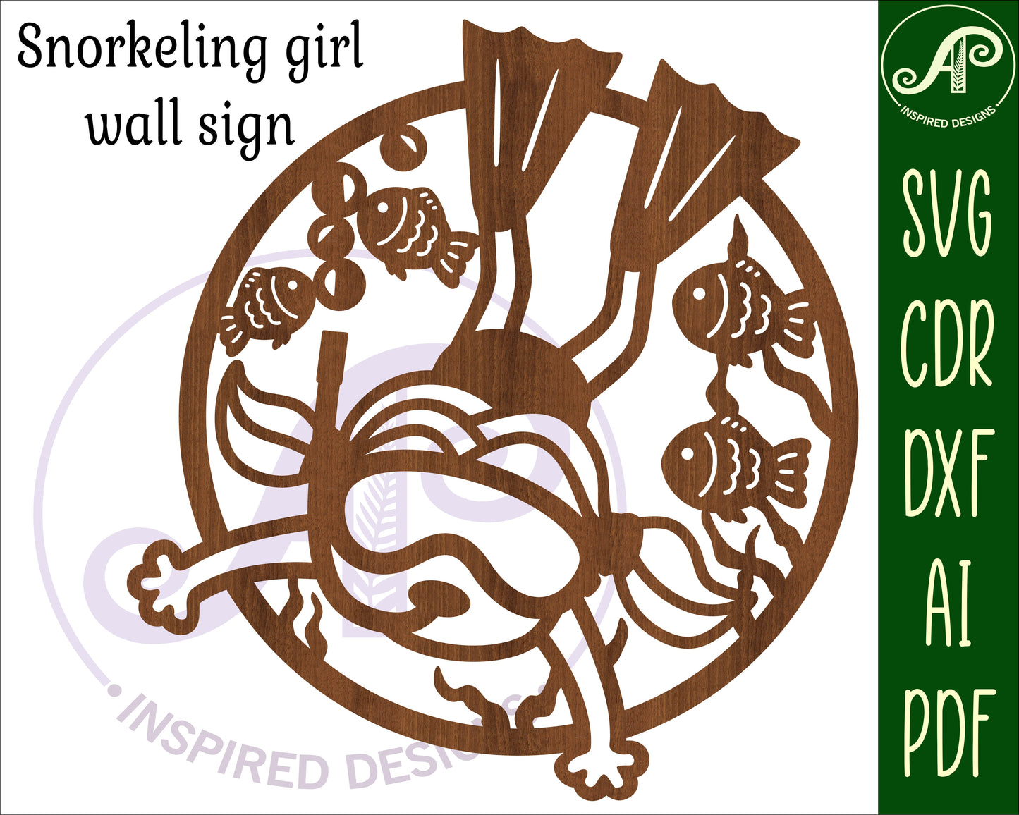 Snorkeling girl wall sign design SVG / DXF / AI / PDF / CDR