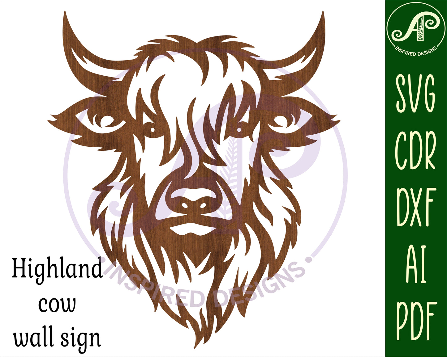 Highland cow wall sign design SVG / DXF / AI / PDF / CDR