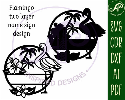 Flamingo name wall sign. SVG / DXF / AI / PDF / CDR