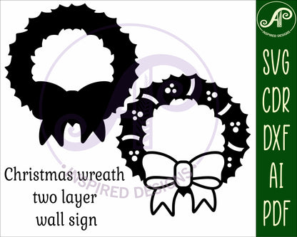 Christmas wreath wall sign design SVG / DXF / AI / PDF / CDR