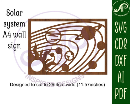 Solar system rectangle wall sign design SVG / DXF / AI / PDF / CDR