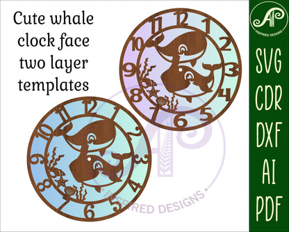 Cute Whale clock template design