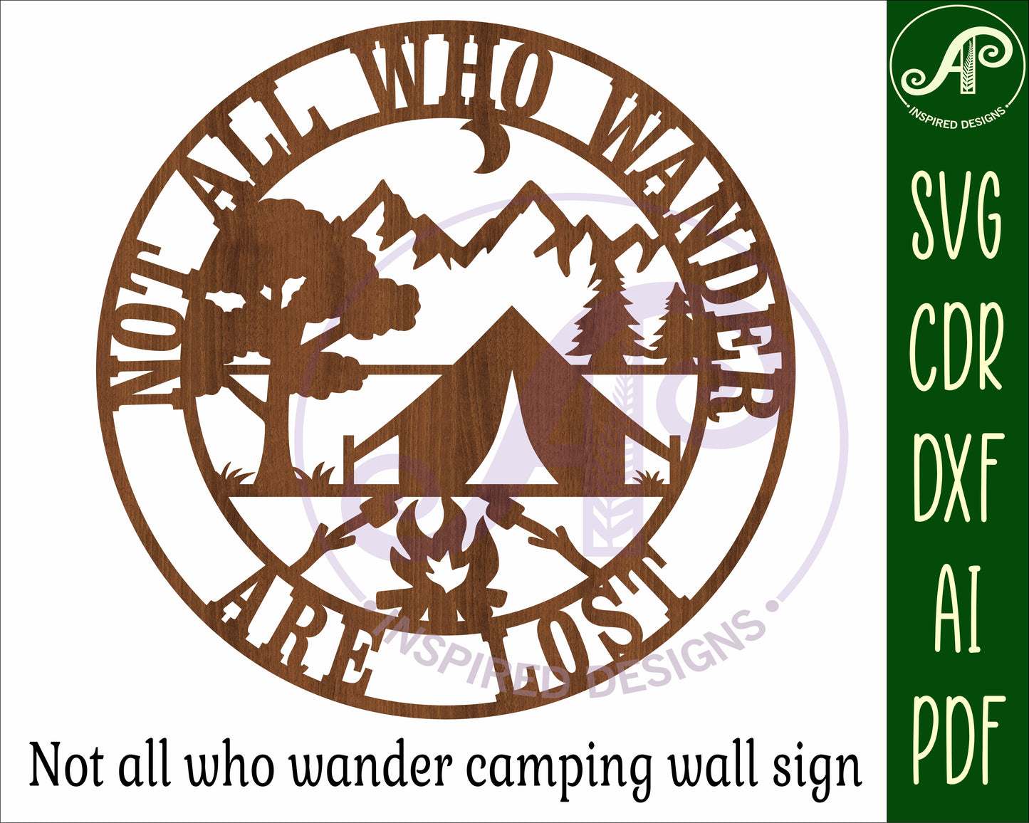 Not all who wander camping wall sign design SVG / DXF / AI / PDF / CDR