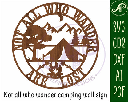 Not all who wander camping wall sign design SVG / DXF / AI / PDF / CDR