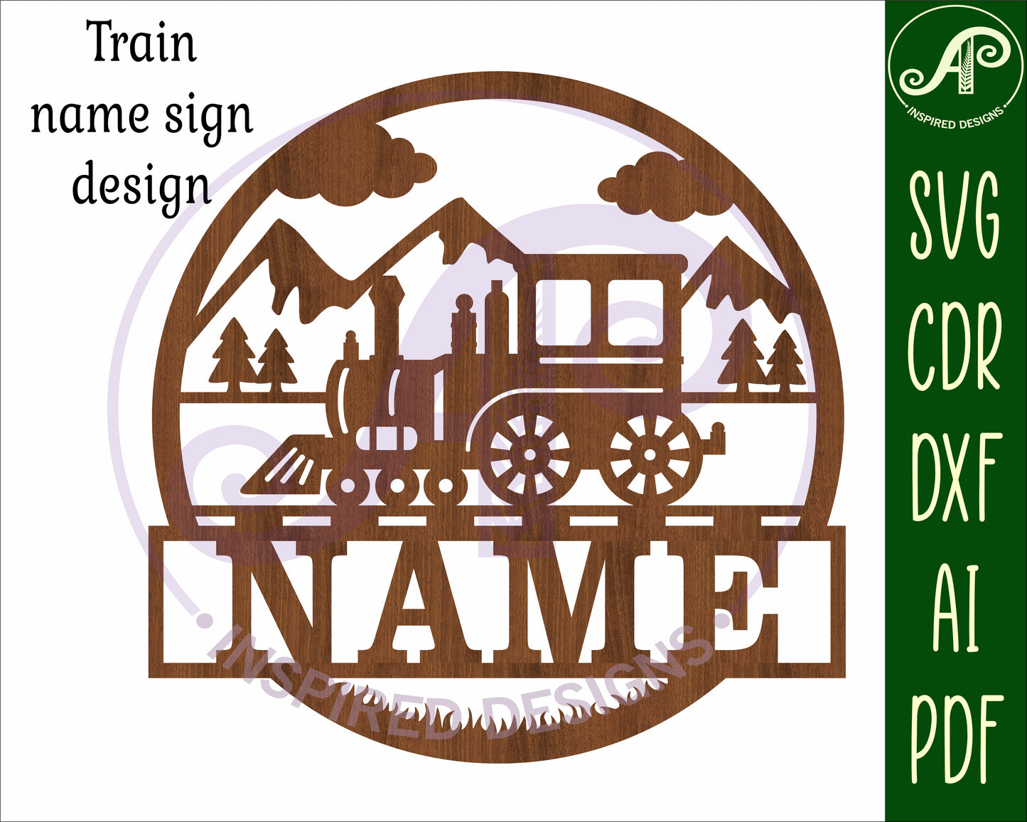 Train name wall sign. SVG / DXF / AI / PDF / CDR