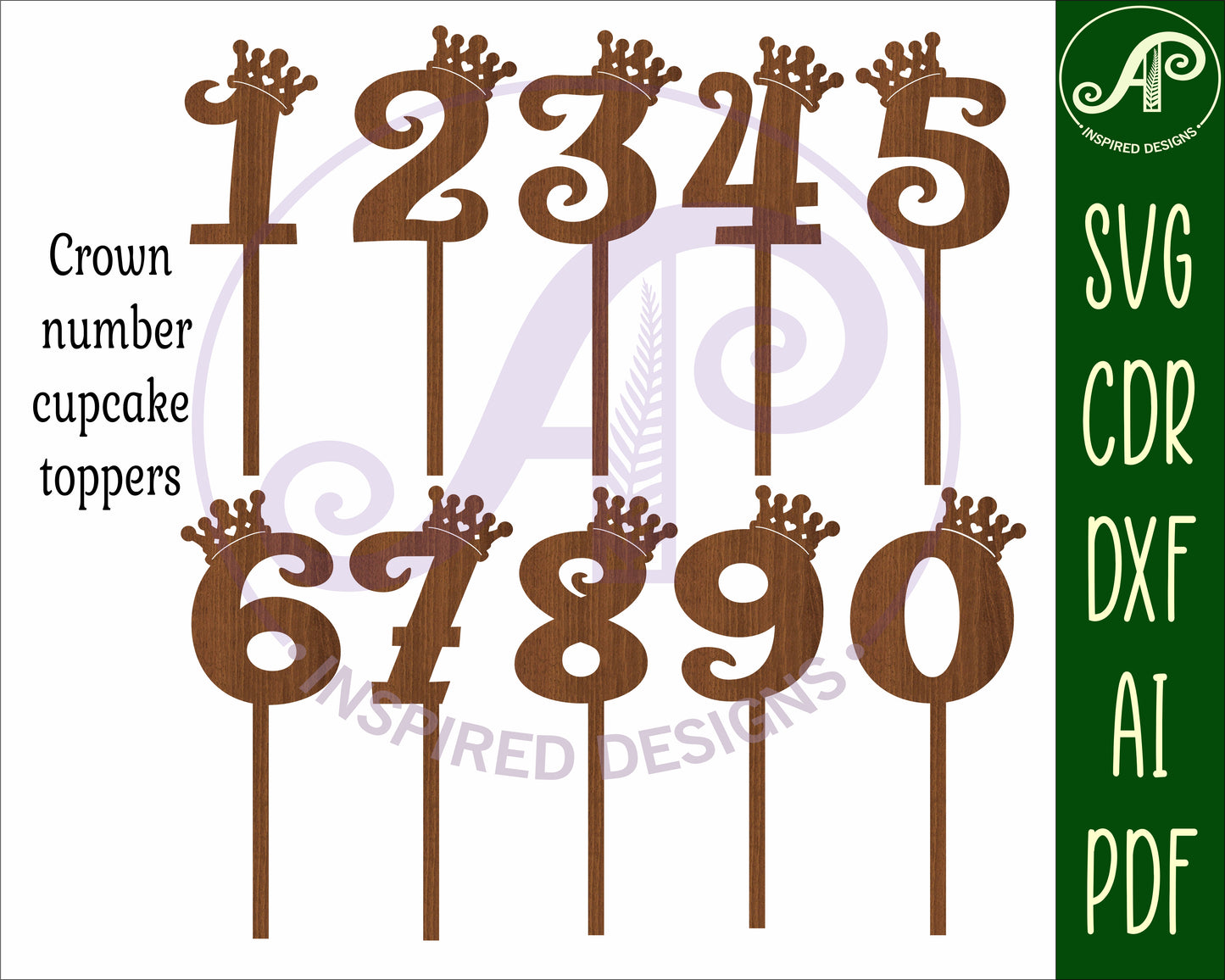 Crown number topper designs SVG / DXF / AI / PDF / CDR