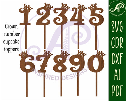 Crown number topper designs SVG / DXF / AI / PDF / CDR