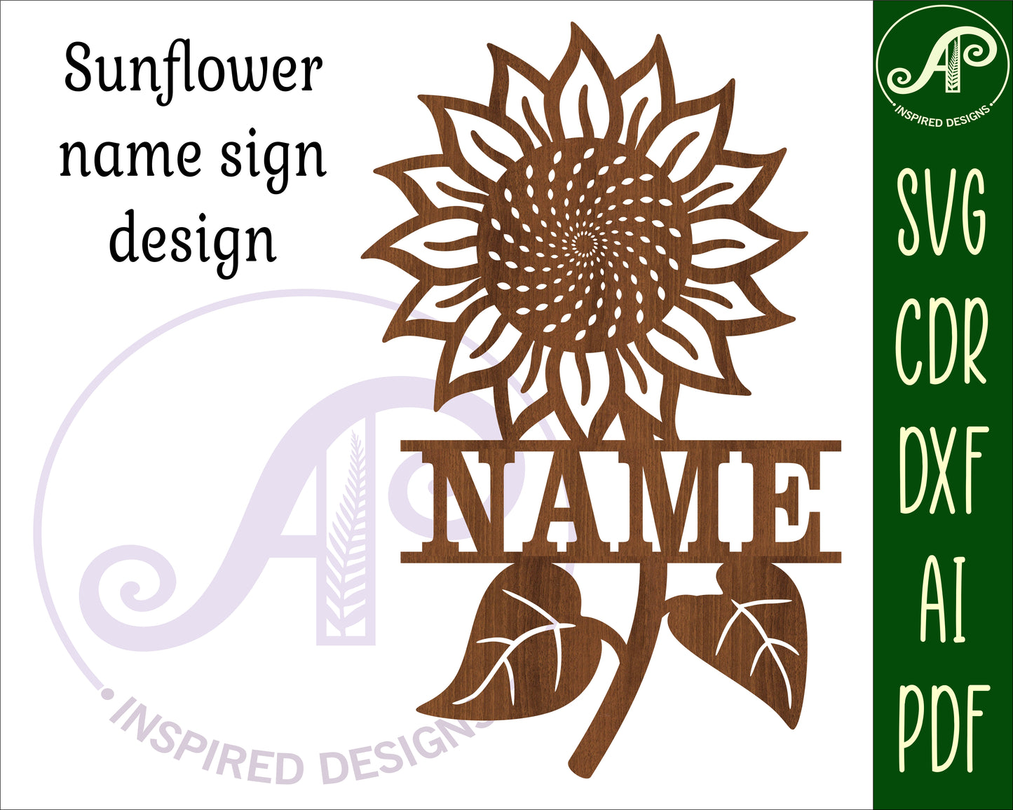 Sunflower shape name sign SVG / DXF / AI / PDF / CDR