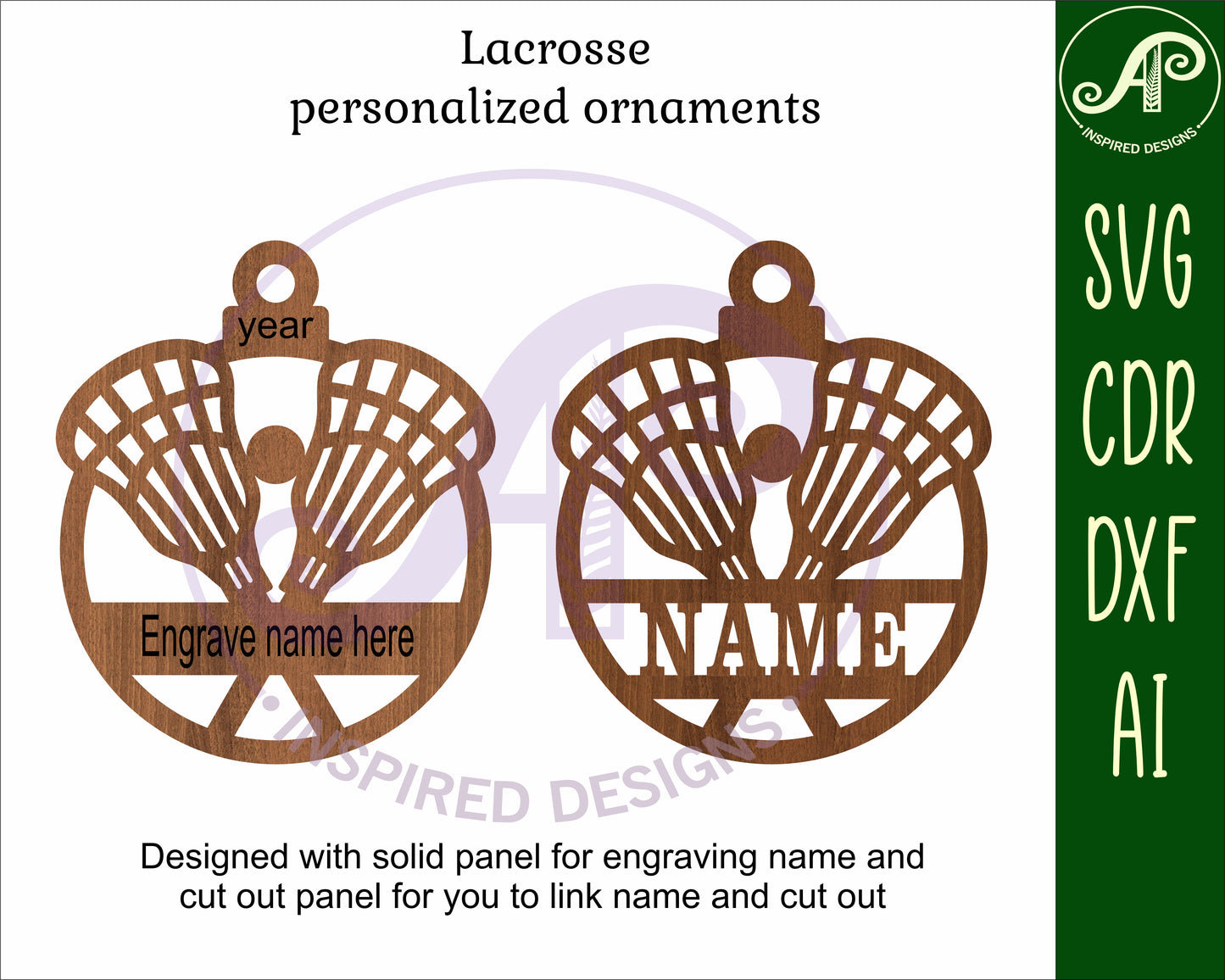 Lacrosse Christmas Ornament SVG laser cut files