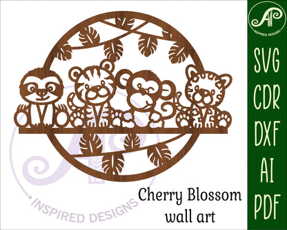 Cute Jungle animals wall sign design SVG / DXF / AI / PDF / CDR