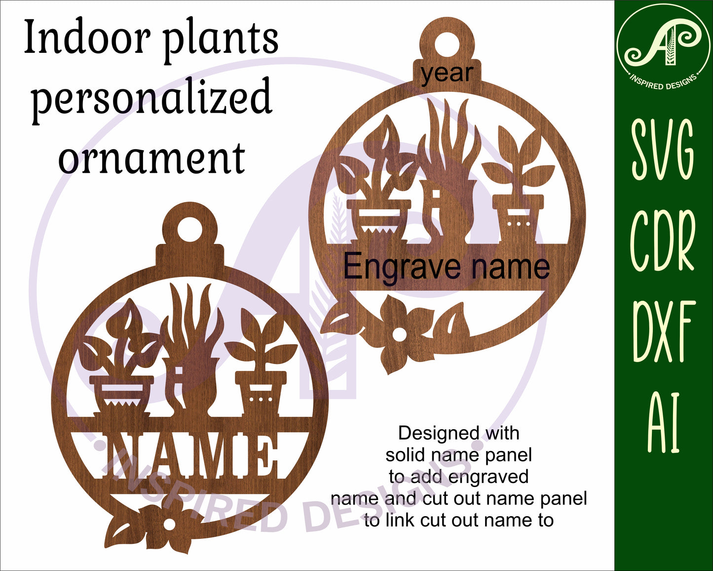 Indoor plants Christmas Ornament SVG laser cut files