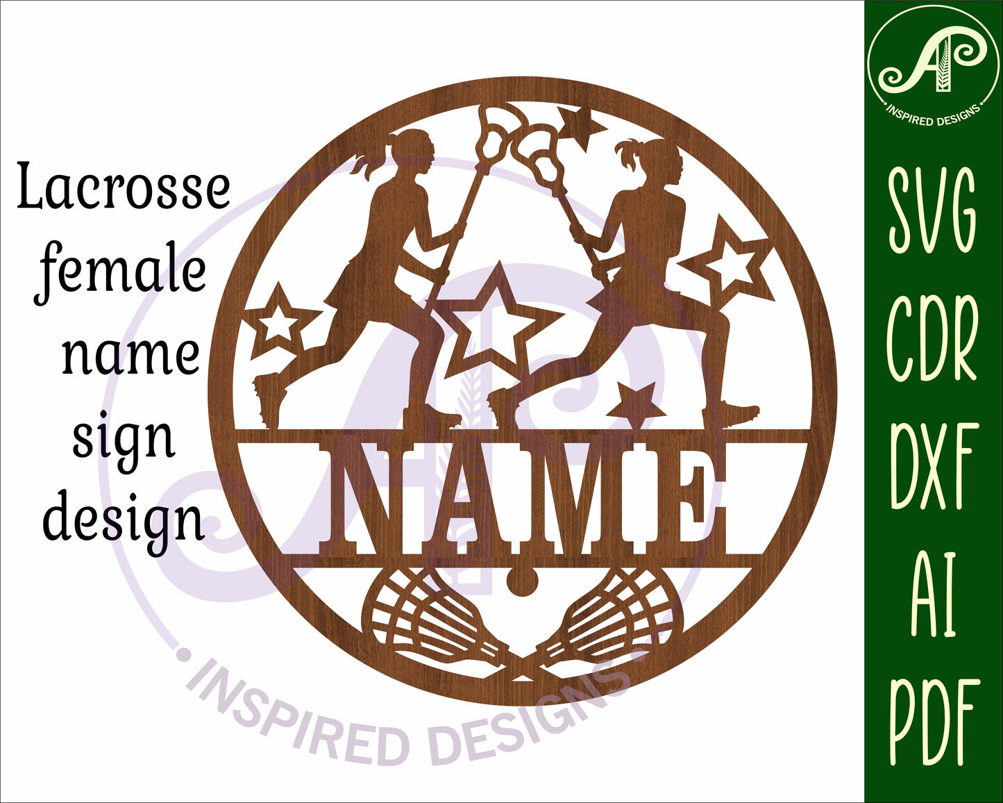 Lacrosse female name wall sign. SVG / DXF / AI / PDF / CDR