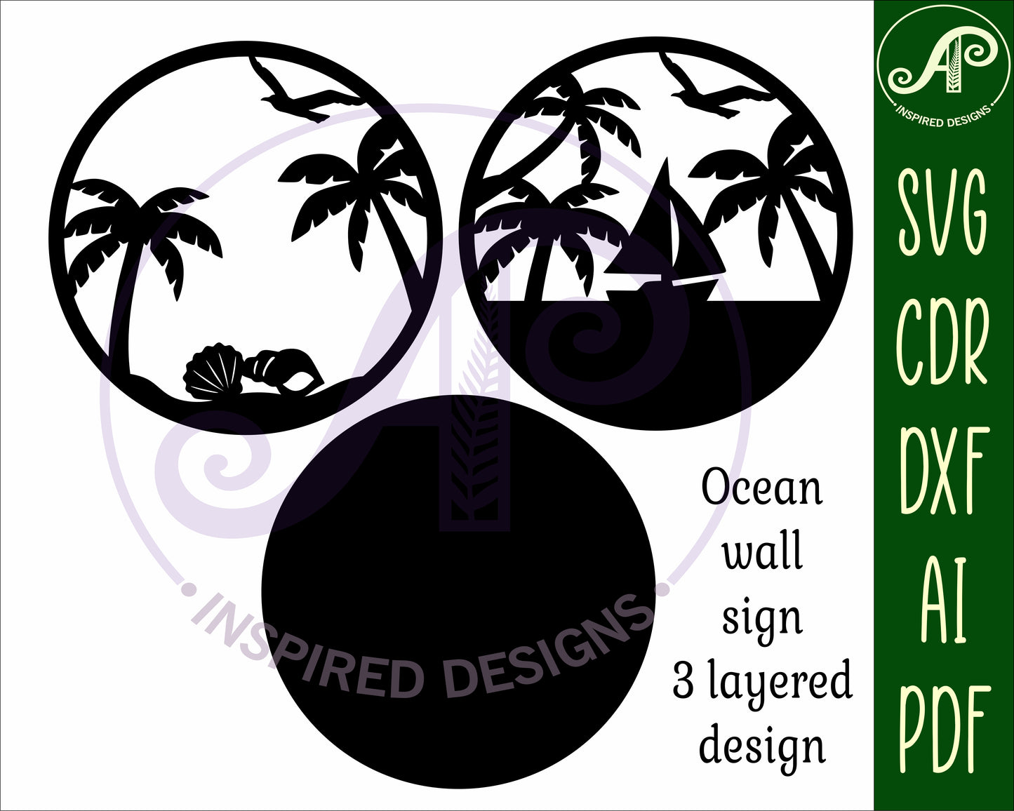 Beach scene wall sign design SVG / DXF / AI / PDF / CDR