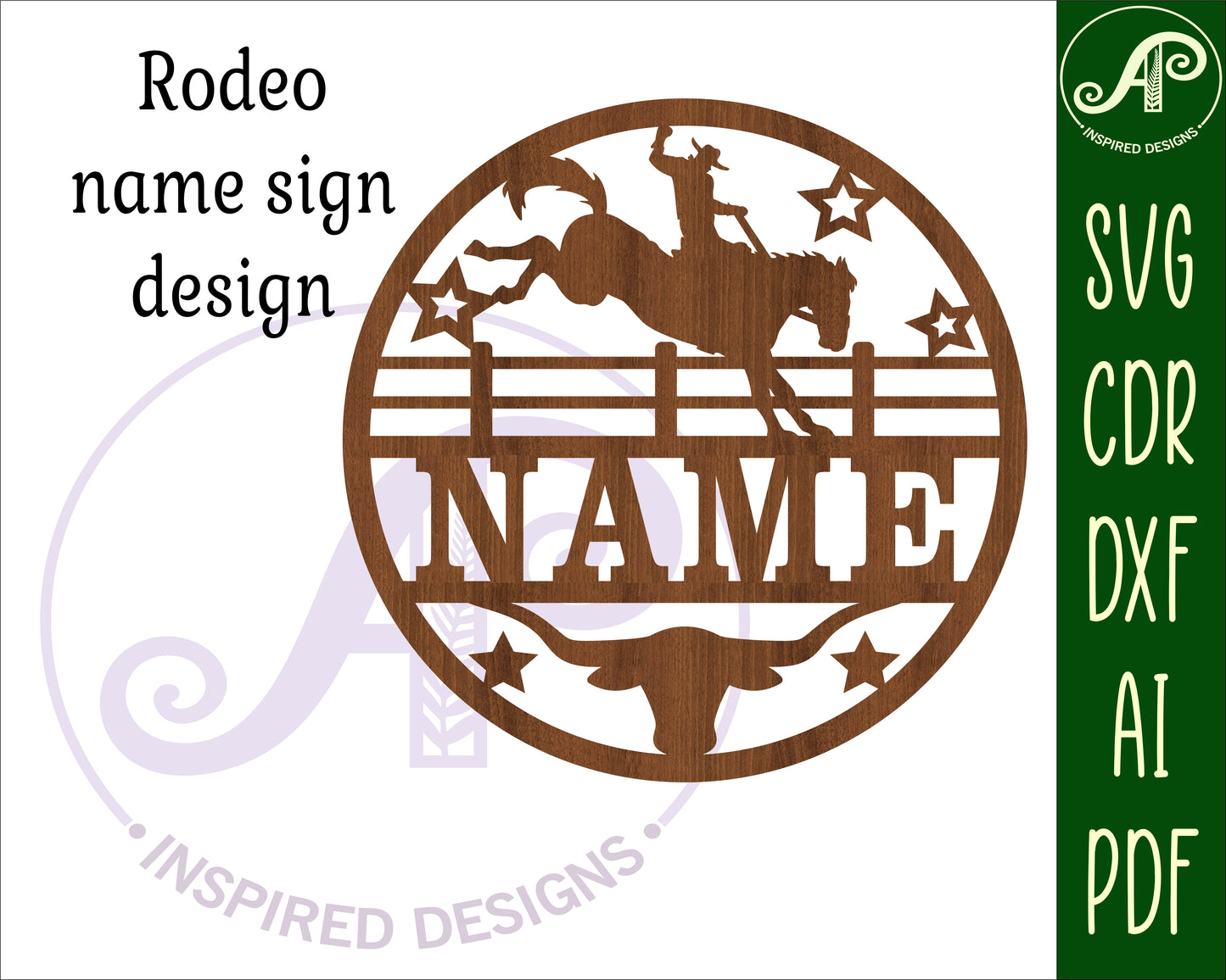 Rodeo with horse name wall sign. SVG / DXF / AI / PDF / CDR