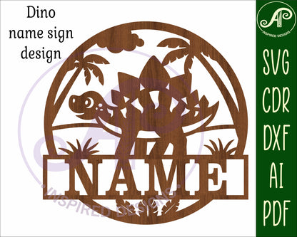 Stegosaurus Dinosaur name wall sign. SVG / DXF / AI / PDF / CDR