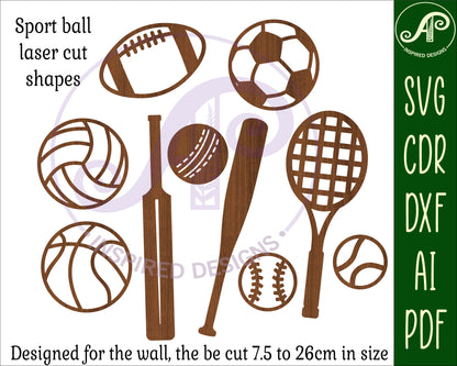 Sports balls designs, 8 silhouette shapes