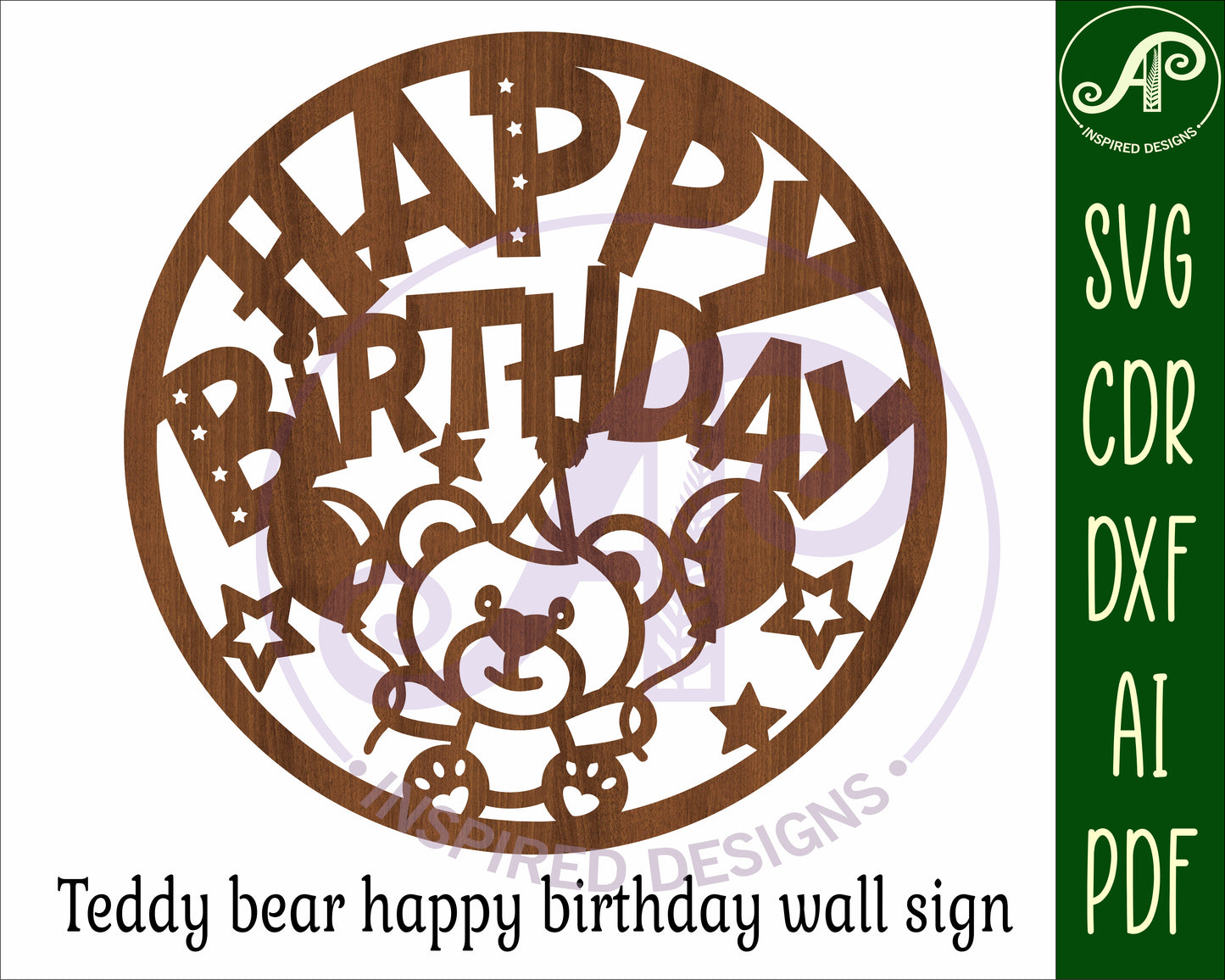 Teddy bear birthday wall sign design SVG / DXF / AI / PDF / CDR