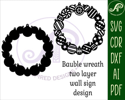 Christmas bauble wreath wall sign design SVG / DXF / AI / PDF / CDR