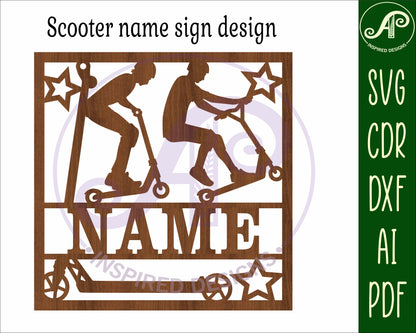 Scooter male name wall sign. SVG / DXF / AI / PDF / CDR