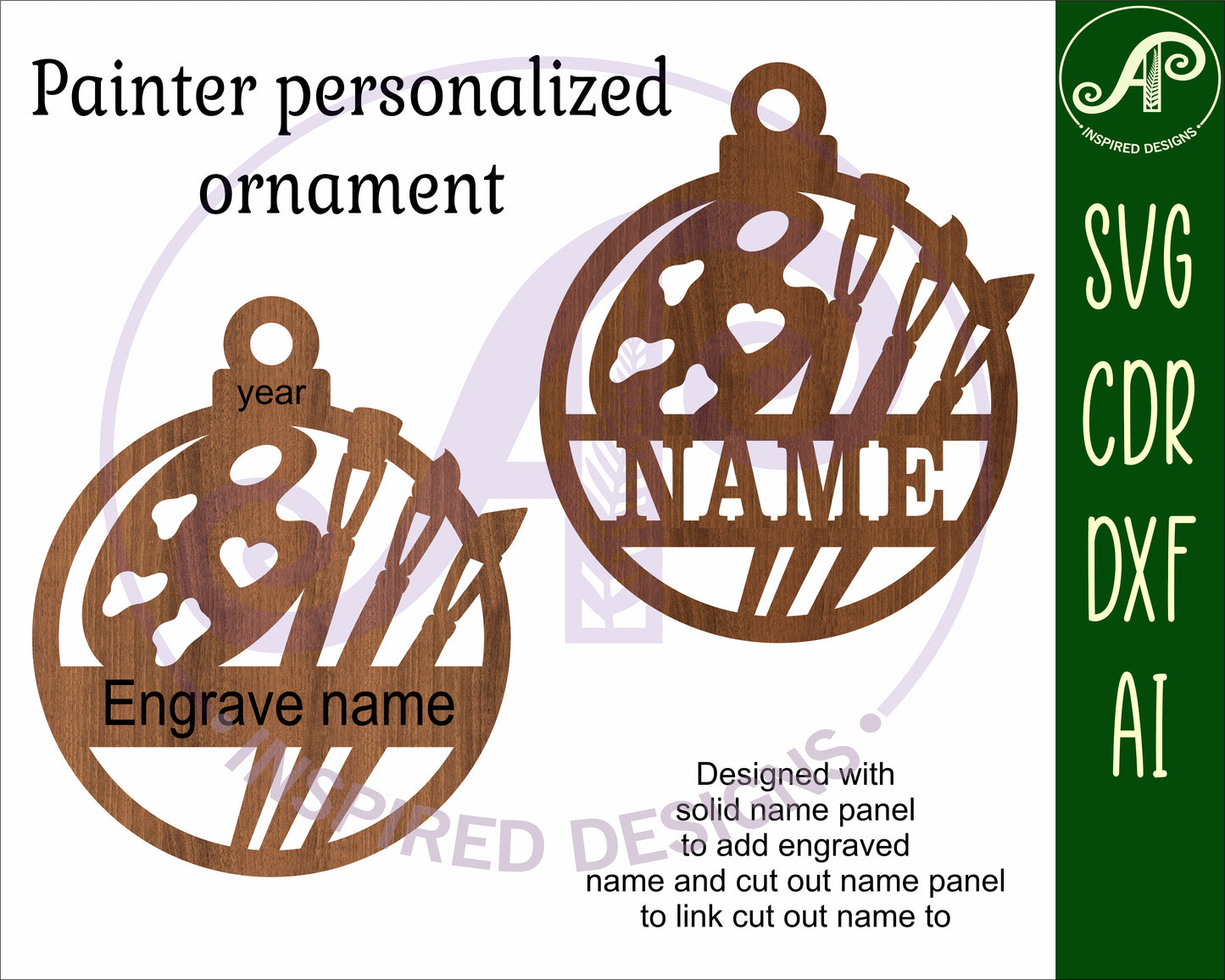 Artist Christmas Ornaments SVG laser cut files