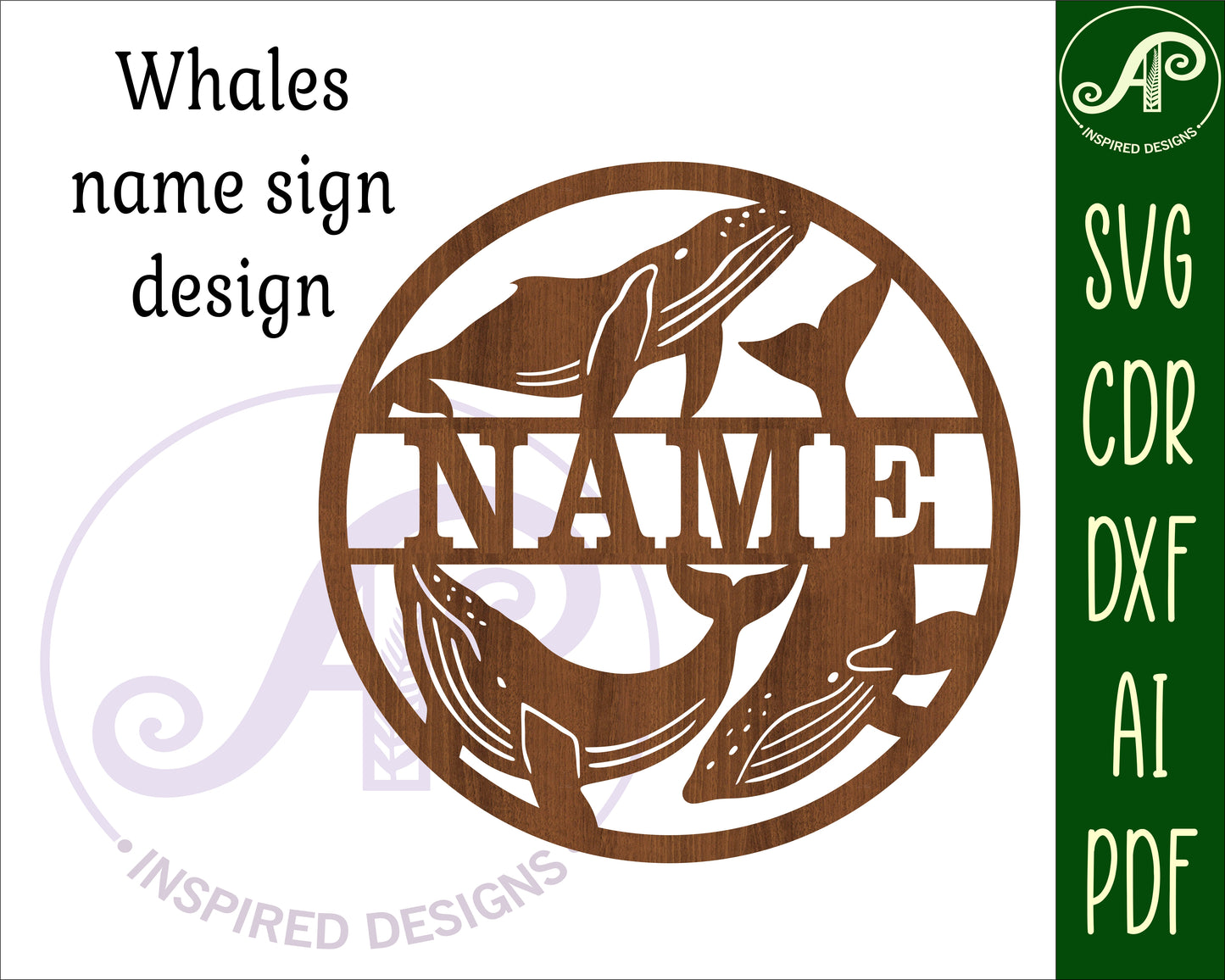 Whales name wall sign. SVG / DXF / AI / PDF / CDR